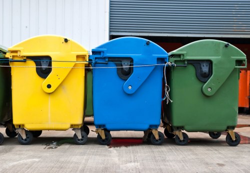 People disposing of furniture at a Docklands recycling center