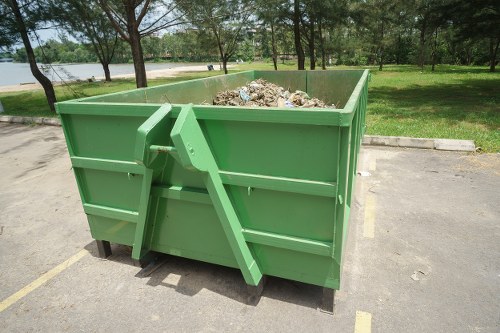 Waste collection trucks operating in Docklands